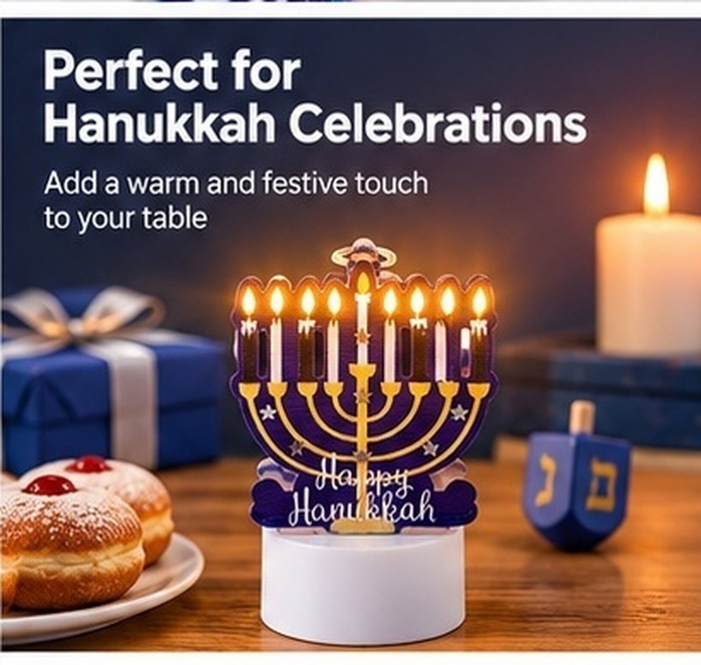 Paraffin Wax - Iron LED Flameless Hanukkah Candles Elegant