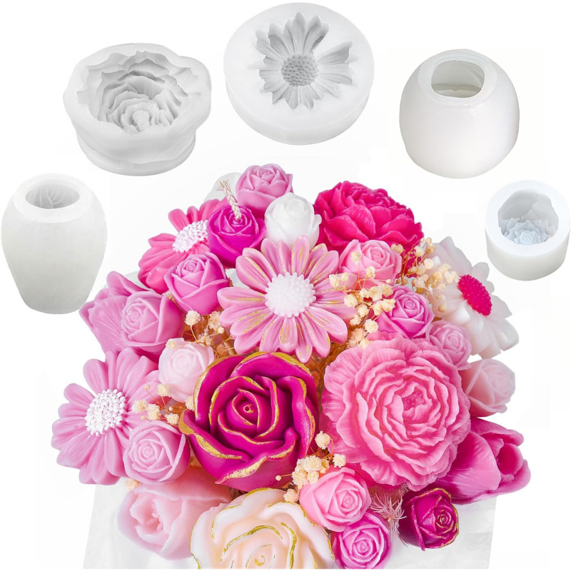5Flower Candle Mold Set，3D Flo - Candle Making Kit review and price